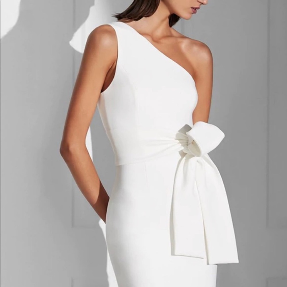 White midi one shoulder Shona Joy dress size 4 never worn with tags